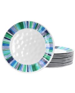 Gibson Home Tropical Sway Orleans 12 Piece 9 Inch Melamine Dessert Plate Set in Blue