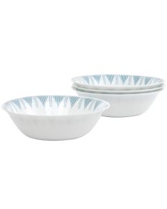 Ultra by Gibson Piper Point 4 Piece 6.5 Inch Round Tempered Opal Glass Fruit Bowl Set in Blue