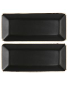 Gibson Elite Soho Lounge 2 Piece 11.75 Inch Rectangular Platter Set in Matte Black