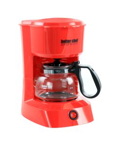 Better Chef 4 Cup Compact Coffee Maker in Red with Removable Filter Basket
